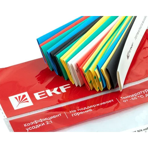 Набор трубок термоусадочных ТУТ нг тонкостен. 12/6 (7 цветов по 3шт 100мм) EKF tut-n-12