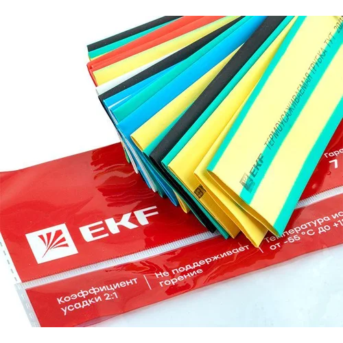 Набор трубок термоусадочных ТУТ нг тонкостен. 20/10 (7 цветов по 3шт 100мм) EKF tut-n-20
