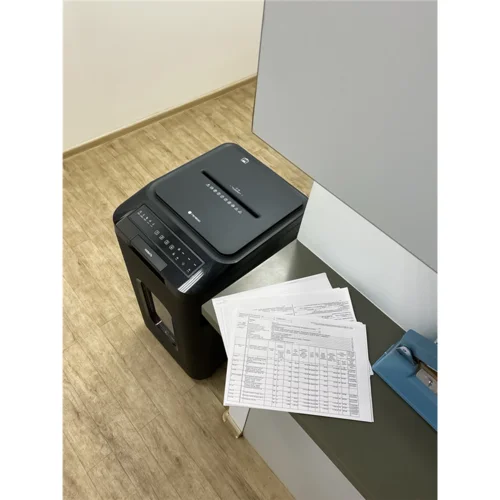 Уничтожитель документов ГЕЛЕОС АП55-4, DIN P-4 (4 ур-нь секр.), фрагмент 3,9х12мм, АВТОПОДАЧА 400 лист (70г/м2), пл.карты/скрепки/скобы, 55 литров