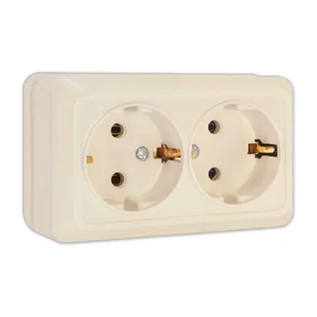 Розетка 2-м ОП Олимп 16А IP20 с заземл. сл. кость UNIVersal Б-О0128