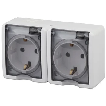 Розетка 2-м ОП Эра Эксперт 11-2403-01 16А IP54 16AX 250В 2х2P+E бел. Эра Б0020716