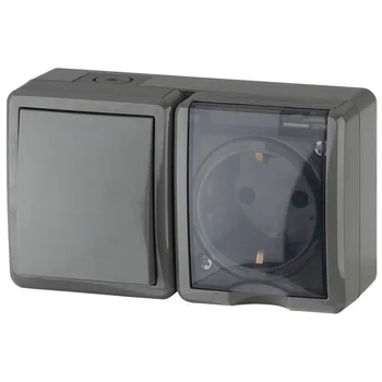 Блок ОП розетка+выключатель 11-7401-03 16АХ(10AX)-250В IP54 Эксперт сер. ЭРА Б0020734