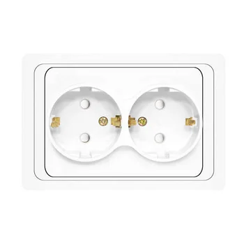 Розетка 2-м СП Валери 16А IP20 с заземл. защ. шторки бел. UNIVersal В0128x