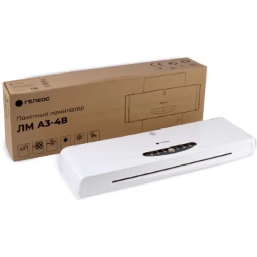 Ламинатор Heleos ЛМА34В белый/черный A3 (60-250мкм) 30см/мин (4вал.) хол.лам. лам.фото реверс