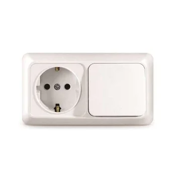 Блок ОП Олимп 1-кл. вык.+ роз. с заземл. горизонт. бел. UNIVersal О0032