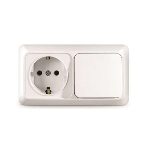 Блок ОП Олимп 1-кл. вык.+ роз. с заземл. горизонт. бел. UNIVersal О0032